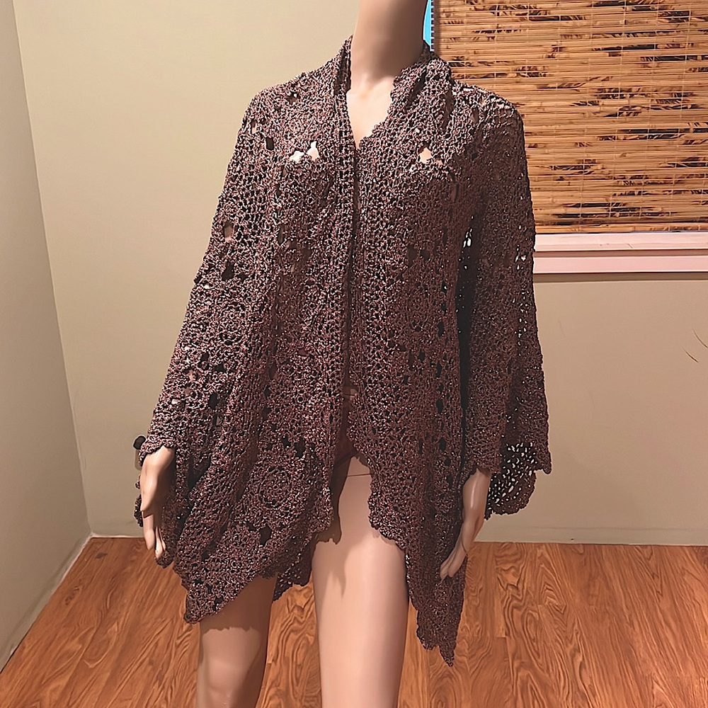 Mes Demoiselles Metallic Bronze Crochet Shrug Size O/S